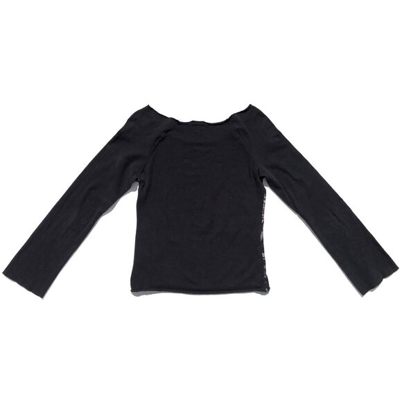 H&M Divided graphic print t-shirt women size S black purple bird long sleeve - Picture 4 of 7